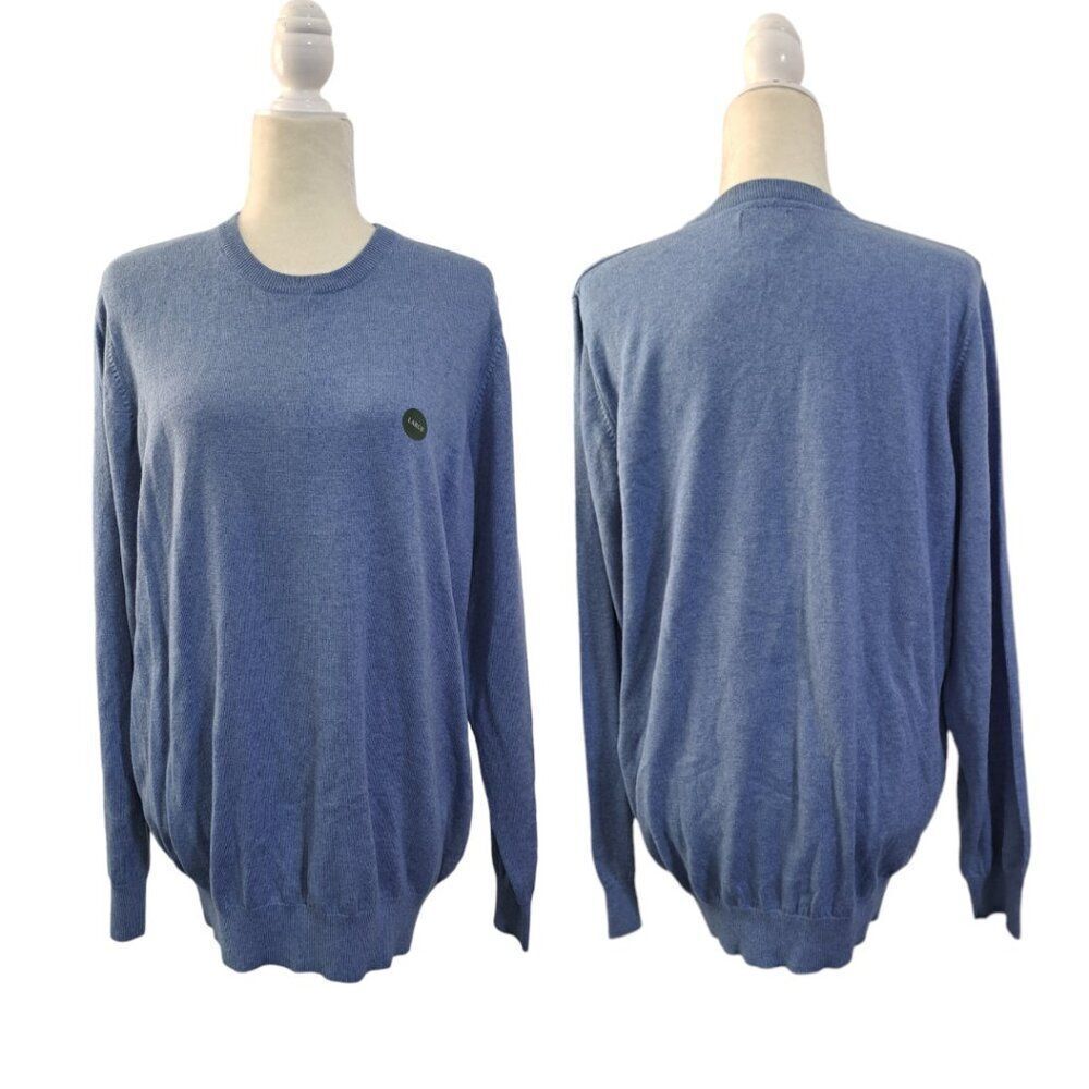 LL Bean Men's Long Sleeve Crew Neck Pullover Cotton Cashmere Blue Sweater Large